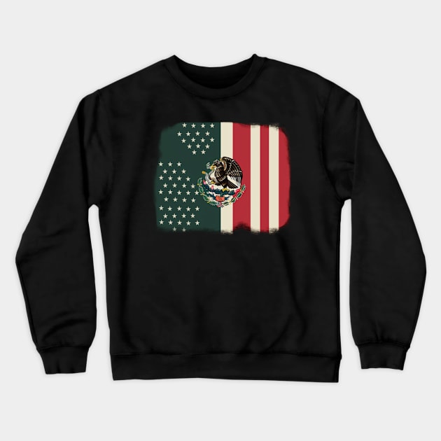 Mixed Mexican American Flag, Proud to be Mexican, Immigration Crewneck Sweatshirt by Pattyld